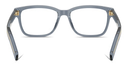 Shop PRADA Engraved Logo Wide Rectangle Eyeglasses in Transparent Ocean online.