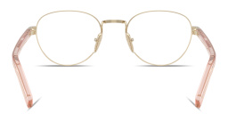Shop PRADA Logo Print Panthos Eyeglasses in Pale Gold online.