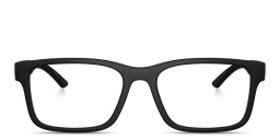 Shop Prada Linea Rossa Logo Lettering Rectangle Eyeglasses in Black Rubber online.