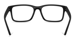 Shop Prada Linea Rossa Logo Lettering Rectangle Eyeglasses in Black Rubber online.