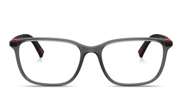 Shop Prada Linea Rossa Logo Signature Wide Pillow Eyeglasses in Transparent Grey online.