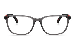 Shop Prada Linea Rossa Logo Signature Wide Pillow Eyeglasses in Transparent Anthracite online.