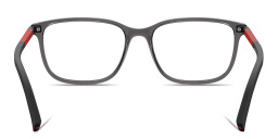 Shop Prada Linea Rossa Logo Signature Wide Pillow Eyeglasses in Transparent Anthracite online.