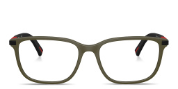 Shop Prada Linea Rossa Logo Signature Wide Pillow Eyeglasses in Matte Military Green online.