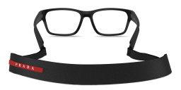 Shop Prada Linea Rossa Logo Signature Wide Pillow Eyeglasses in Matte Black online.