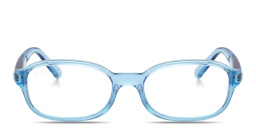Shop Ray-Ban Junior Optics Kids Bio-Based Pillow Eyeglasses in Transparent Blue online.