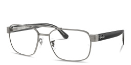 Shop Ray-Ban Optics Unisex Wide Square Eyeglasses in Gunmetal online.