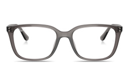Shop Ray-Ban Embossed Logo Unisex Wide Square Eyeglasses in Transparent Opal Grey online.