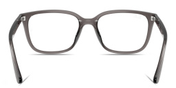 Shop Ray-Ban Embossed Logo Unisex Wide Square Eyeglasses in Transparent Opal Grey online.