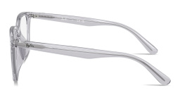 Shop Ray-Ban Embossed Logo Unisex Wide Square Eyeglasses in Transparent Light Grey online.