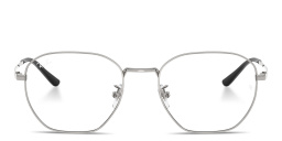 Shop Ray-Ban Logo-Engraved Unisex Irregular Eyeglasses in Silver online.