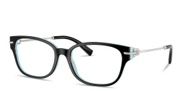 Shop TIFFANY Tiffany HardWear Pillow Eyeglasses in Black On Tiffany Blue online.