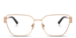 VERSACE Damier Plaque Wide Pillow Eyeglasses in Rose Gold – Product Photo 1