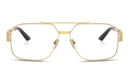 VERSACE Damier Plaque Wide Irregular Eyeglasses in Gold – Product Photo 1