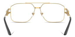 VERSACE Damier Plaque Wide Irregular Eyeglasses in Gold – Product Photo 4