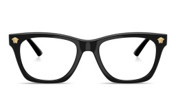 Shop VERSACE Medusa Square Eyeglasses in Black online.