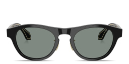 Shop Armani Exchange Oval Sunglasses in Black online.