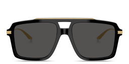 Shop Dolce & Gabbana Engraved Logo Pilot Sunglasses in Black online.