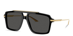Shop Dolce & Gabbana Engraved Logo Pilot Sunglasses in Black online.