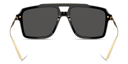 Shop Dolce & Gabbana Engraved Logo Pilot Sunglasses in Black online.