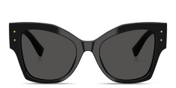 Shop Dolce & Gabbana Engraved Logo Cat-Eye Sunglasses in Black online.