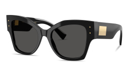 Shop Dolce & Gabbana Engraved Logo Cat-Eye Sunglasses in Black online.