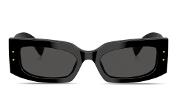 Shop Dolce & Gabbana Engraved Logo Rectangle Sunglasses in Black online.