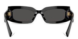 Shop Dolce & Gabbana Engraved Logo Rectangle Sunglasses in Black online.