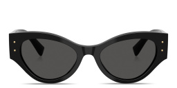 Shop Dolce & Gabbana Engraved Logo Cat-Eye Sunglasses in Black online.