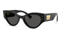 Shop Dolce & Gabbana Engraved Logo Cat-Eye Sunglasses in Black online.