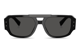 Shop Dolce & Gabbana Engraved Logo Aviator Sunglasses in Black online.