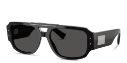 Shop Dolce & Gabbana Engraved Logo Aviator Sunglasses in Black online.