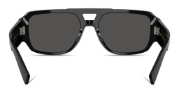 Shop Dolce & Gabbana Engraved Logo Aviator Sunglasses in Black online.