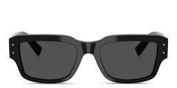 Shop Dolce & Gabbana Engraved Logo Square Sunglasses in Black online.