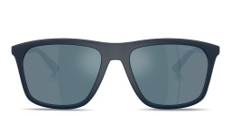 نظارات شمسية مربّعة بشعار النسر من امبوريو أرماني بلون أزرق داكن مطفي - صورة المنتج 1