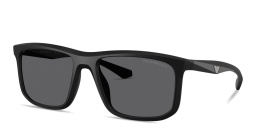 Shop Emporio Armani Eagle Logo Square Sunglasses in Black online.