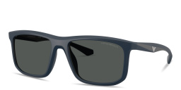 Shop Emporio Armani Essential Leisure Square Sunglasses in Matte Blue online.
