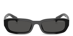 Shop PRADA Logo Signature Rectangle Sunglasses in Black online.