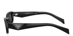 Shop PRADA Logo Signature Rectangle Sunglasses in Black online.
