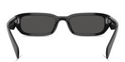 Shop PRADA Logo Signature Rectangle Sunglasses in Black online.