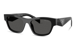 Shop PRADA Triangle Logo Butterfly Sunglasses in Black online.