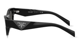 Shop PRADA Triangle Logo Butterfly Sunglasses in Black online.