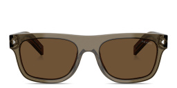PRADA Engraved Logo Square Sunglasses in Transparent Brown – Product Photo 1