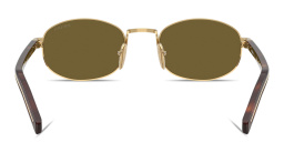 Shop PRADA Logo Signature Oval Sunglasses in Gold online.