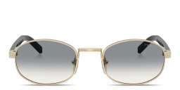 Shop PRADA Logo Signature Oval Sunglasses in Pale Gold online.