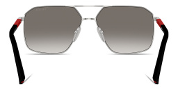 Shop Prada Linea Rossa Logo Signature Irregular Sunglasses in Silver online.