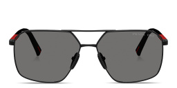 Shop Prada Linea Rossa Logo Signature Irregular Sunglasses in Matte Black online.
