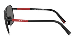 Shop Prada Linea Rossa Logo Signature Irregular Sunglasses in Matte Black online.