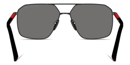Shop Prada Linea Rossa Logo Signature Irregular Sunglasses in Matte Black online.