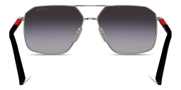 Shop Prada Linea Rossa Logo Signature Irregular Sunglasses in Gunmetal online.